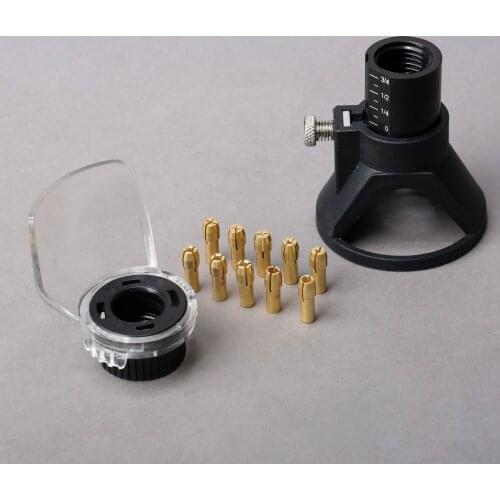 1Pc Drill Dedicated Locator+10Pcs/Set 0.5mm-3.2mm Brass Collets Tool+1x Protective Cover for Electric Grinder Polishing Grinding