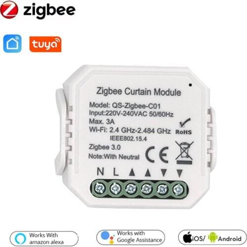 Zigbee Curtain Switch Module Roller Blinds Shutter Motor Smart Life Tuya APP Remote Control Work with Alexa Google Home