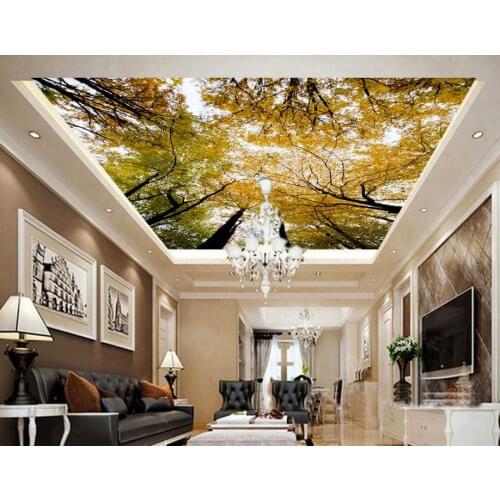 Custom 3d stereoscopic ceiling wallpaper hd forest 3d ceiling for 3d wallpaper murals non-woven ceiling