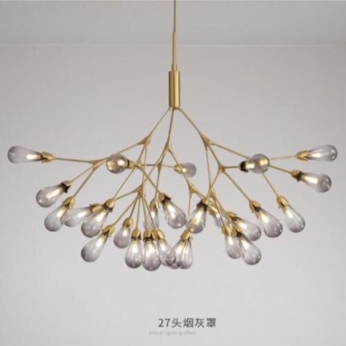 Copper Luxury LED Chandelier Lighting Nordic Dining Living Room Firefly Creative G4 Hanging Lamp Bedroom Home Deco Glass Fixture