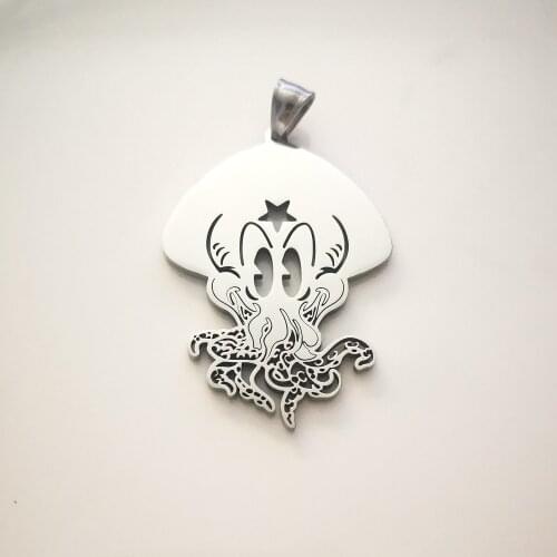 Silver Stainless Steel Pentagram Monster Octopus Pendant Necklace ICP Women Mens Jewelry Rolo chain 3mm 24 inch XMAS Gifts