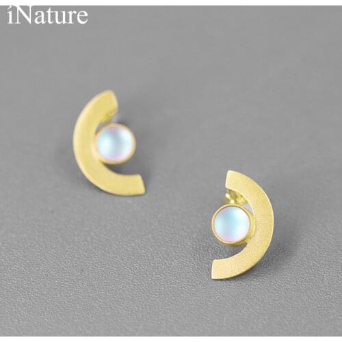INATURE 925 Sterling Silver Elegant Moonlight Moon Stud Earrings Jewelry