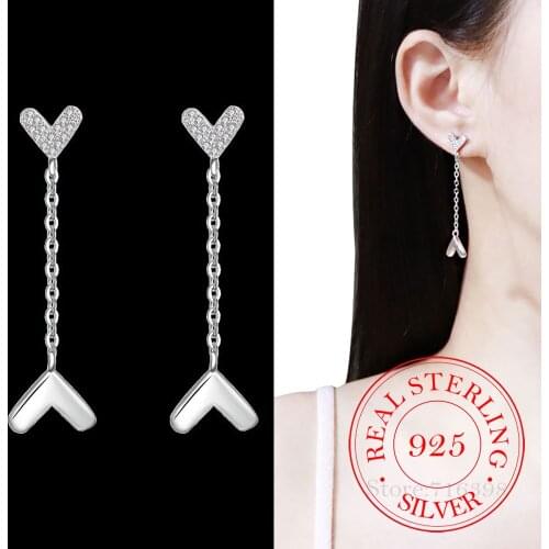 Crystal Heart Long Drop Earrings For Women Wedding Birthday Gift Lady Fashion Jewelry Brincos Dropshipping eh371