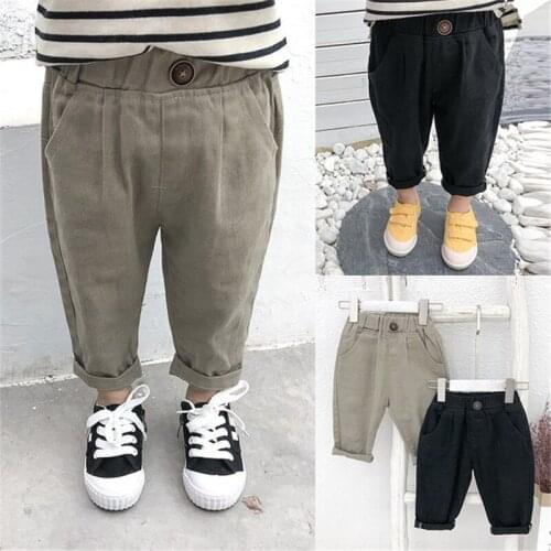 Toddler Baby Boy Pants Korean Casual Autumn Trousers 2 3 4 5 6 Years Kids Pants Child Boy Elastic Waist Sweatpants New Arrival