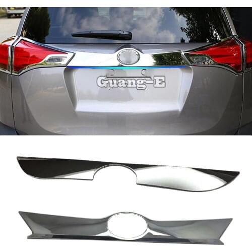 High quality For Toyota RAV4 2014 2015 2016 ABS Chrome Car Styling Trunk Lid Cover Molding Rear Door Tail Gate Trim Stick 1pcs