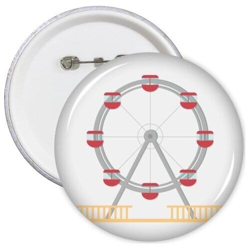 Amusement Park Colourful Ferris Wheel Pattern Round Pins Badge Button Clothing Decoration 5pcs Gift