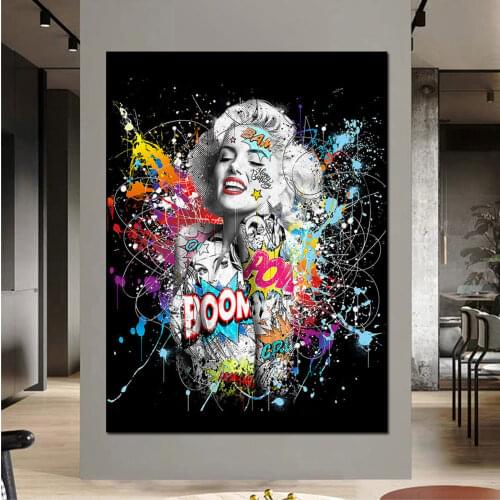 Funny Animals Colorful Star Monkey Figure Painting Lip Graffiti Art Wall Canvas Prints Pictures Posters For Living Room Decor
