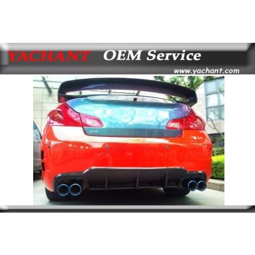Fiber Glass Rear Bumper with Rear Diffuser Lip Quad Exhaust For 07-15 V36 G25 G35 G37 Q40 4D Sedan Elite II Style Rear Bumper
