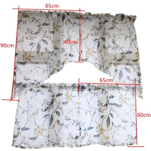 1 Set Bird and Tree Drop Valance Swag Curtain for Kitchen Cafe Garden Farmhouse Cabinet Lace Short Voile Bay Window Tenda
