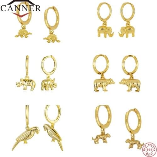 CANNER European & American Luxury 925 Sterling Silver INS Charms Hoop Earrings For Women Animal Earring Fine Jewelry pendientes