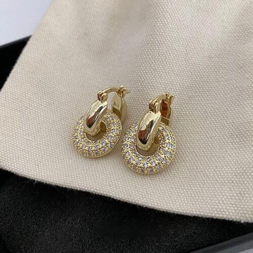 Miuoxion Retro Zircon Double Circle Earrings Fashion Personality Party Jewelry For Women Feature Namour Charm Gift All Seasons