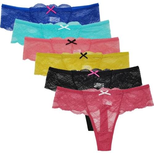 12Pcs/Set Lace g-strings Cotton Panties cozy Transparent Underwear Comfortable Ladies Bikini Pantys Ultra-thin Sexy Lingerie