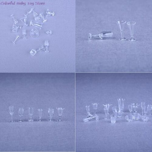 17Pcs/set Wholesale Pretend Play Mini Food Doll Accessories Fit Toy Mini Dollhouse Miniature Drink Ice Cream Cups Set Model