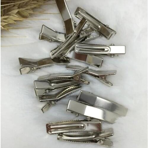 50pcs high quality 1.9" Silver Metal strong double Prong Hair Alligator Clips Girl Hair Pins Headwear diy Accessories FJ3221