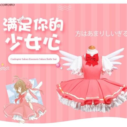 Anime!Cardcaptor Sakura Kinomoto Sakura Battle Suit Lovely Lolita Dress Uniform Cosplay Costume Halloween Party Outfit Women NEW