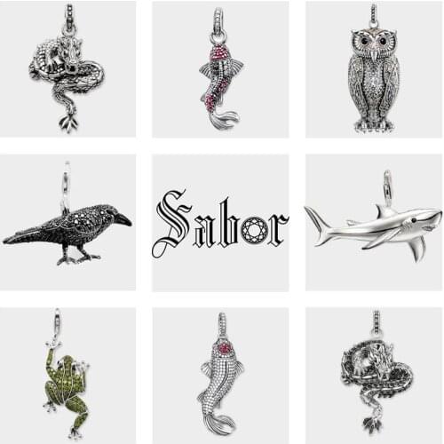 Blackened Dragon Koi Fish Raven Frog Shark Pendants Jewelry silver color Punk Gift For Women Men Fit Necklace thomas