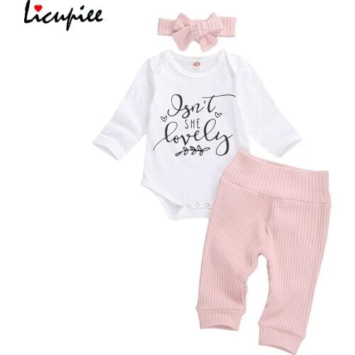 Baby Knitting Romper Jogger Pants O-neck Long Sleeves Crotch Buttons Bodysuit Headband 3-piece Clothes 0-18 Months
