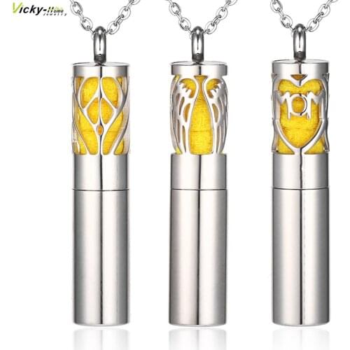 Essential Oil Diffuser Necklace Aromatherapy Diffuser Pendant Locket and Container 2-in-1 Stainless Steel Necklace with 10 Color