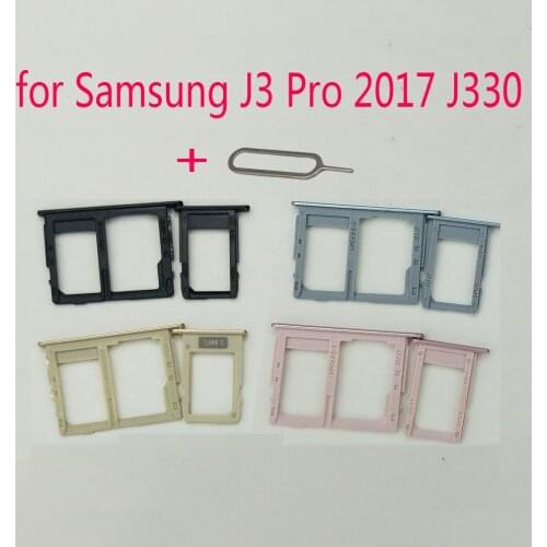 For Samsung Galaxy J3 Pro 2017 J330 J330F J330G J330FD Original Phone Housing New SIM Tray Adapter Micro SD Card Tray Holder