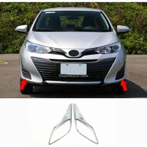 For Toyota Vios sedan 2019 2020 Accessories Car front fog lampshade cover frame Cover Trim Sticker Car Styling 2pcs ABS Chrome