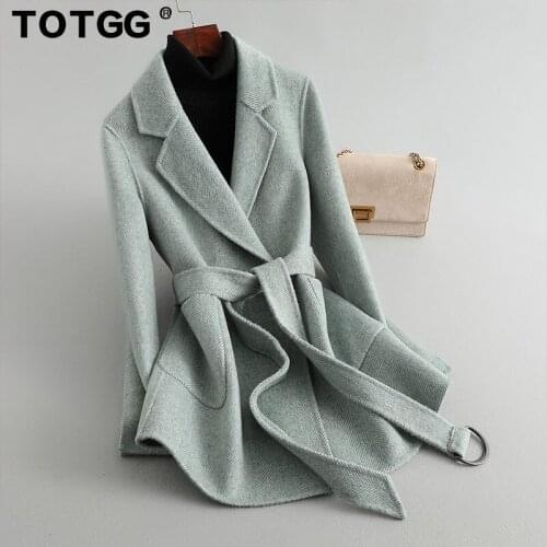 Double sided cashmere coat womens autumn and winter off-season handmade high-end thickened Hepburn wool coat small man Korean
