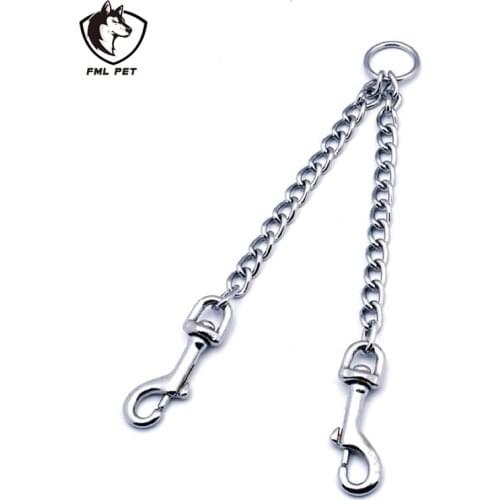 FML Pet Leashes for two Dogs Double Dog Leash Heavy Duty Two Way Dog Lead Metal Chain Puppy Teddy Walking Jogging Training Rope