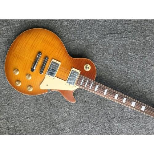 China OEM custom shop Electric Guitar one piece body and neck flamed maple wood guitar Free shipping