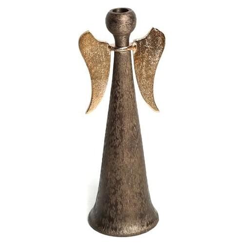 Lucky Art Brown-Gold Metal Candlestick