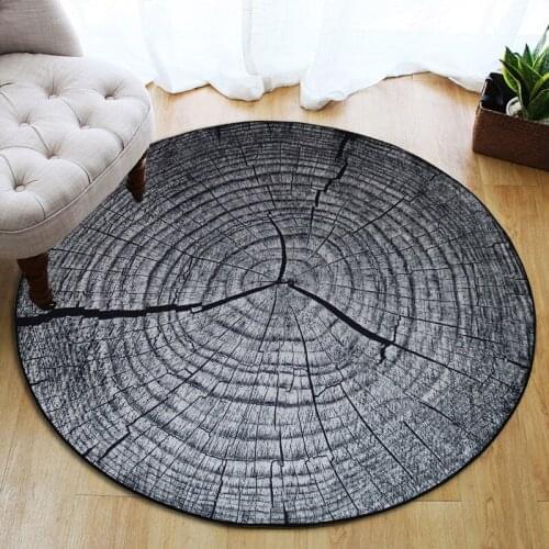 Nordic Style Artificial Wood Grain Round Carpet for Living Room Kids Bedroom Chair Rugs Bathroom Non-Slip Mat Home Decor