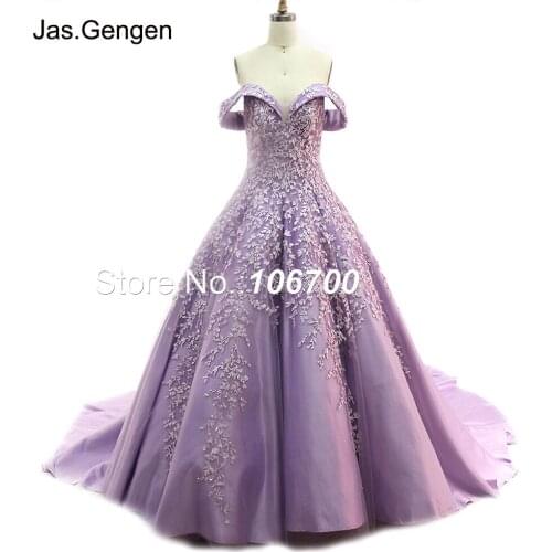 Embroidery Lace Wedding Dress hochzeitskleid Big Bottom Ball Gowns Long Train Off the Shoulder Bridal Marrige Pageant Prom Dress