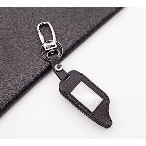 M5 Stylish 100% Leather Key Case For Scher-khan Magicar 5 6 M5 M902F 903F Two-Way Car Alarm LCD Transmitter Remote Fob Cover