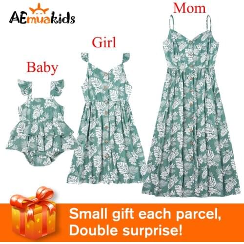 Mommy and Me Family Look Mother Daughter Matching Dresses Clothes Mom Mum Baby Women Girls Toddlers Summer Dress Outfits