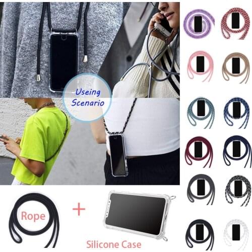 Necklace Crossbody Strap Case For Samsung Galaxy A01 Core A02S A03S A11 A12 A20 A21S A22 A31 A32 A41 A50 A51 A52 A70 A71 A72 A82