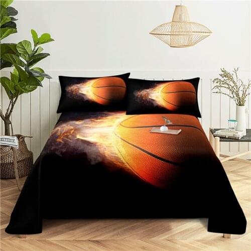 Basketball 0.9/1.2/1.5/1.8/2.0m Digital Printing Polyester Bed Flat Sheet With Pillowcase Print Bedding Set