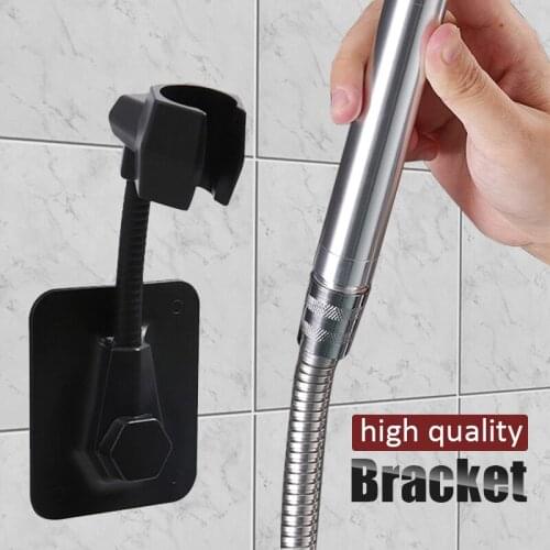 High Quality Adjustable Bathroom Shower Bracket For Bath Black Shower Rail Holder Bracket Head Strongly Stick To The Wall