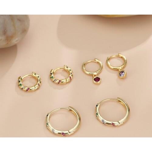 6pcs/Set Fashion Gold Hoop Earrings for Women Luxury Rainbow Zircon Dangle Earrings Bridal Wedding Party Birthday Jewelry Gift