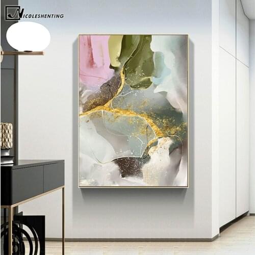 Contemporary Art Golden Abstract Painting Canvas Poster Print Nordic Creative Wall Picture Modern Hallway Home Room Decoration