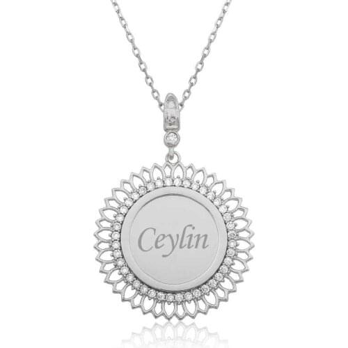 Tevuli 925 Sterling Silver Personalized Stone Plate Necklace