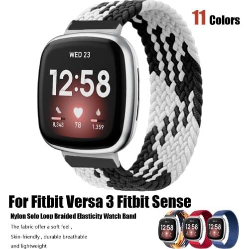 Braided Nylon Loop Strap for fitbit versa 3/fitbit sense Elasticity Watch Band for fitbit versa3 Replacement Bracelet Wristbelts