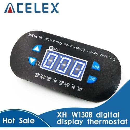 XH-W1308 Adjustable Dual LED Digital Display Temperature Controller Thermostat Switch DC 12V AC 110V-220V Cool Heat Sensor Red
