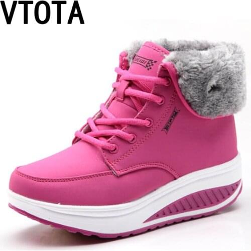 VTOTA Women Snow Boots Platform Wedges Warm Winter Boots Ankle Boots For Women Botas Mujer Plush Lace Up Women Casual Shoes H19