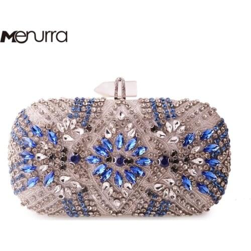 Women Wedding Clutch Rhinestone Bling Sequin Evening Bags Vintage Crystal Beaded Cocktail Party Party Purse