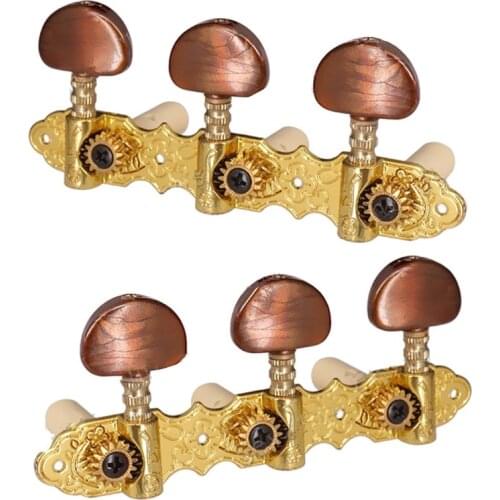 2 Pcs Golden Classical Guitar Tuning Pegs Keys Tuners Machine Heads With Coffee Half round buttons guitar accessories parts