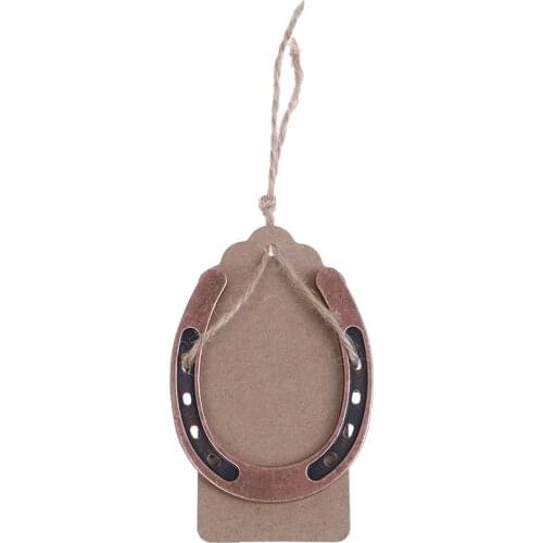 1 PC Metal Horseshoe Table Centerpieces Kraft Paper Tag Bronze Wedding Gifts Souvenirs 60*70mm Party Favor Supply