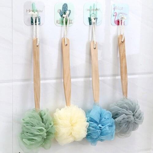 1pc Long Handle Bath Flower Scrubbing Bath Ball Bathroom Accessories Soft Bubble Gauze Mesh Rubbing Back Shower Brushes