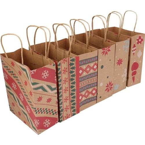 20pc christmas decorations for home portable paper gift bag пакетики упаковочные Candy Cookies snacks новогодние подарки package