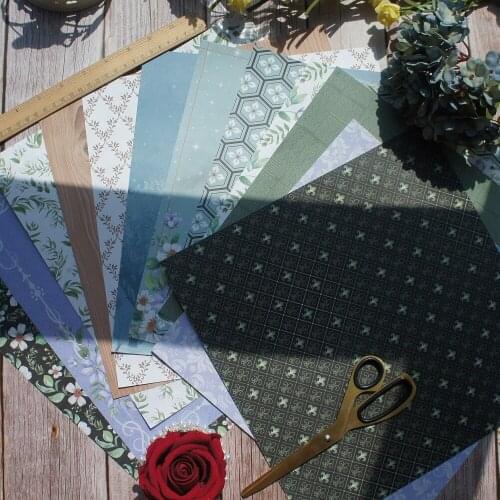 24sheets 12" DIY green white dancing spring Garden design gift wrapping paper creative paper craft handmade scrapbooking set