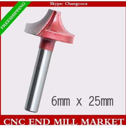 6mm*25mm,wood tool,CNC machine milling cutter,tungsten solid Carbide end mill,PVC,MDF,acrylic,woodworking router bit,1/4R Bit