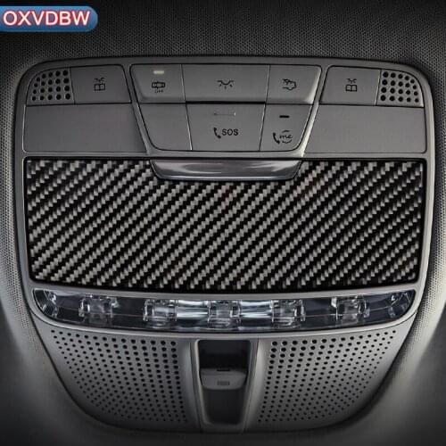Carbon Fiber Car Interior Reading Light Panel Cover Trim Car Sticker For Mercedes C Class C180 C200 W205 GLC Accessories