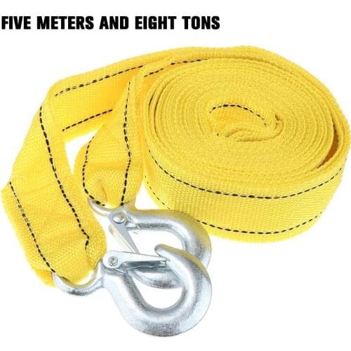 5M Heavy Duty 8 Ton Car Tow Cable Towing Pull Rope Strap Hooks Van Road Recovery for Audi Skoda Toyota BMW